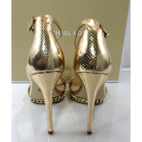 Michael Kors Jordyn Chain Platform High Heels sandals Pale Gold Size 7.5 - Picture 4 of 7